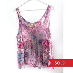 Free People Watercolor Pink Combo Tank Top NWT Flowy Boho Tank Top Size S